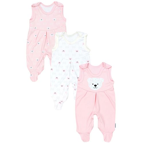 Strampler TUPTAM "Strampler Baby Mädchen Strampler mit Fuß 3er Pack", Jungen, Gr. 50, N-Gr, orange (bärchen rosa weiß apricot), Obermaterial: 100% Baumwolle CO., Overalls