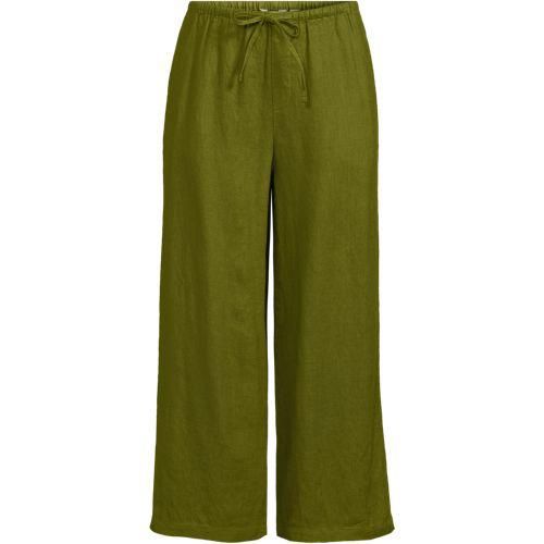 Weite Premium Reinleinen-Schlupfhose in 7/8-Länge, Damen,  Grün, Leinen, by Lands' End