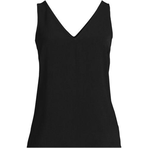 Creaseless Top mit V-Ausschnitt, Damen,  Schwarz, Polyester, by Lands' End