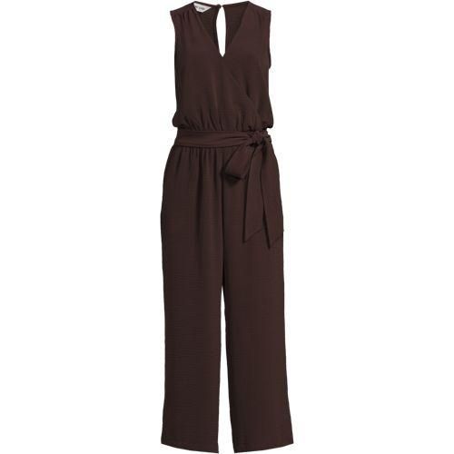 Creaseless 7/8-Jumpsuit, Damen,  Braun, Polyester, by Lands' End