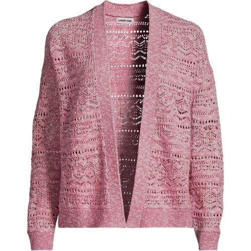 Ajour-Cardigan aus Leinenmix, Damen,  Pink, by Lands' End