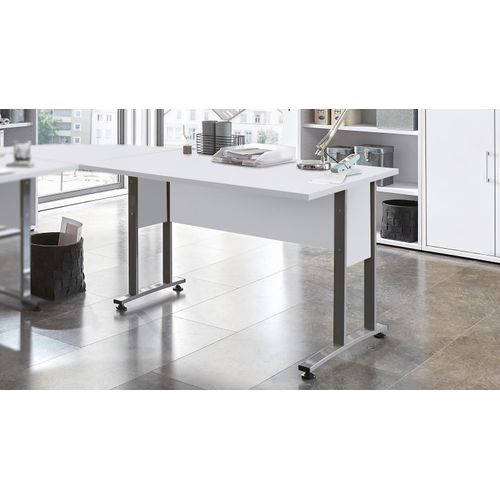 Schreibtisch Calvia 1 in weiß mit Metallkufen 120 cm