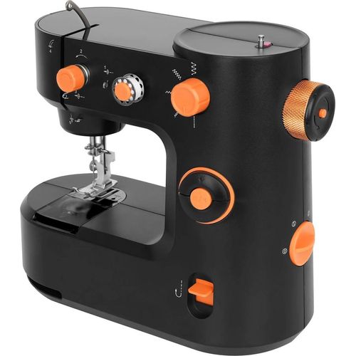 Mini Nähmaschine - Elektrische Haushaltsmaschine - Tragbar - Netzbetrieb (AC), EU-Stecker - Lockstich - 290/min - 26,5×13×22,5 cm - 1,26 kg - Schwarz
