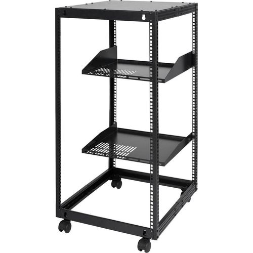 20U-Serverrack mit offenem Rahmen, 15''-40'' einstellbare Tiefe, freistehendes oder wandmontiertes Netzwerkserverrack, 4-Pfosten-AV-Rack mit Rollen, fasst Ihre gesamte Netzwerk-IT-Ausrüstung, AV-Geräte, Router und Modems.