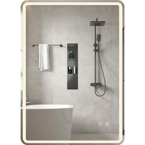 LED-Badezimmerspiegel, beschlagfrei, dimmbar, 80 x 60 cm