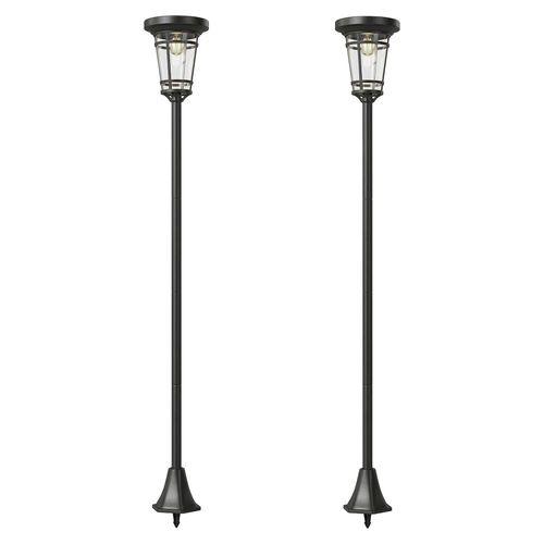 Solar Laterne 2er-Set Stehleuchte 180cm Höhenverstellbar mit 2 Helligkeitsmodi Lichtsensor Schalter, IP44