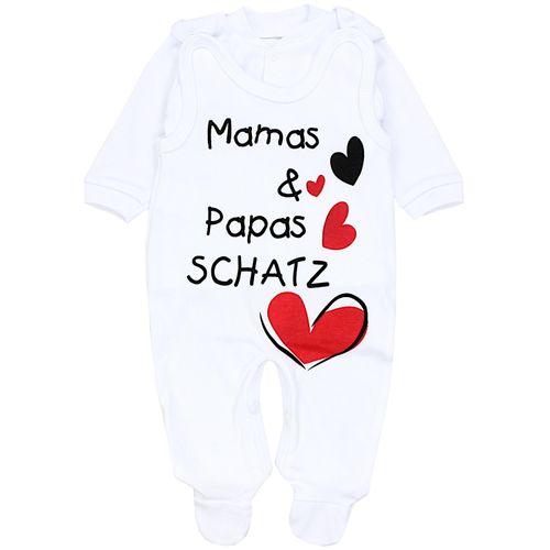 Strampler TUPTAM "Strampler Baby Strampler Set mit Spruch", Jungen, Gr. 68, N-Gr, weiß (weiß, mamas papas schatz), Obermaterial: 100% Baumwolle CO., Overalls