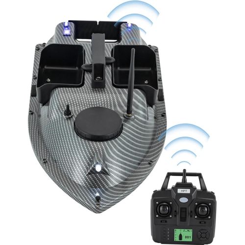 RC Futterboot - Futterauswurf - GPS mit 16 Wegpunkten - Reichweite 500 m - Doppelte 390‑Motoren 52 W - Zwei 5200 mAh Akkus - Wind/Wellen Klasse 5 - Grau