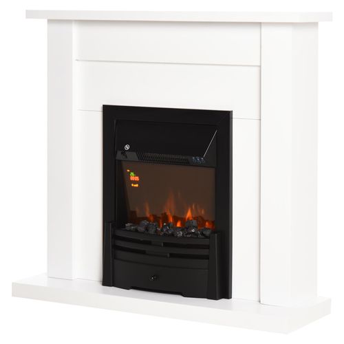 HOMCOM Elektrokamin Standkamin mit Heizung LED 3D-Flammeneffekt, Timer Weiß