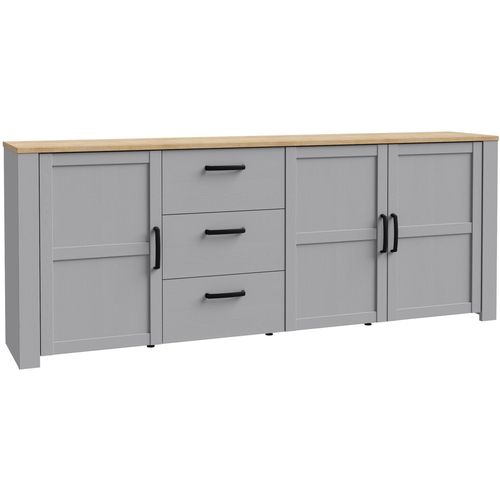 Sideboard FORTE "Bohol, großes Sideboard,Breite 2,20 mtr. Soft-Close, Stauraum", grau (eichefarben, grau), B:220,8cm H:87,2cm T:42cm, Sideboards, Sideboard, Breite 220 cm