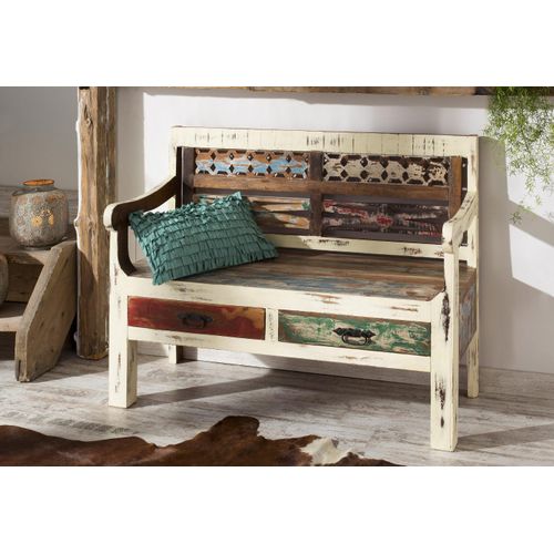 Sitzbank OTTO HOME "Goa", bunt, B:120cm H:90cm T:50cm, Massivholz, Sitzbänke, Sitzbank