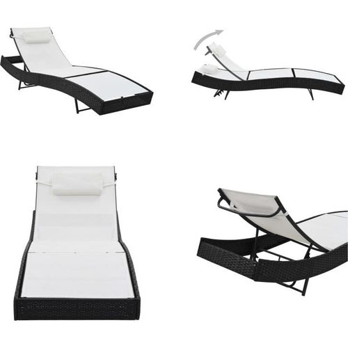 vidaXL Sonnenliege mit Auflage Poly Rattan Schwarz - Sonnenliege - Sonnenliegen - Rattanliege - Rattanliegen