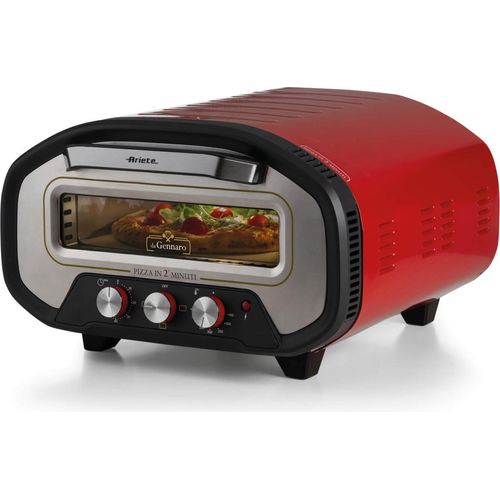 Pizzaofen DA GENNARO (rot/edelstahl, 2.200 Watt, für Pizzen bis ca. Ø 30cm)