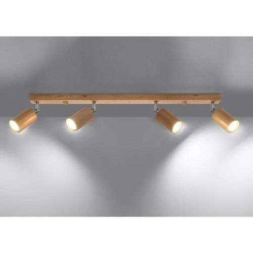 Deckenleuchte Holz Schwenkbar für 4 GU10 Lampen