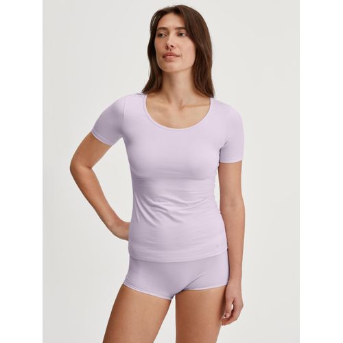 Unterziehshirt CALIDA "Natural Comfort", Damen, Gr. XXS (32/34), N-Gr, lila (orchid petal), Single Jersey, Obermaterial: 92% Baumwolle, 8% Elasthan, normal, Rundhals, Unterhemden Unterziehshirt, mit Rundhals und reduzierter Pillingbildung