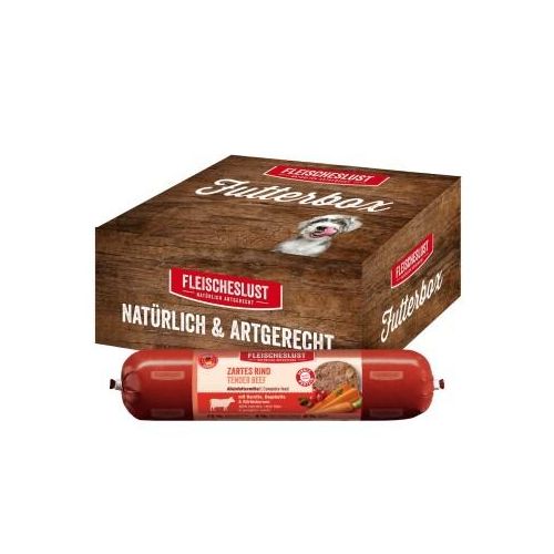 Fleischeslust Nassfutter Hund Adult Futterbox Rind, Karotte, Hagebutte & Kürbiskerne 6x800 g