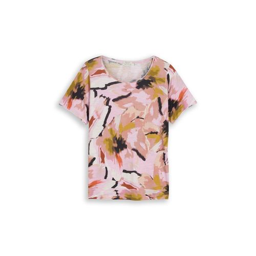 TOM TAILOR Damen Plus Size - T-Shirt aus Baumwolle, rosa, Geblümt, Gr. 52