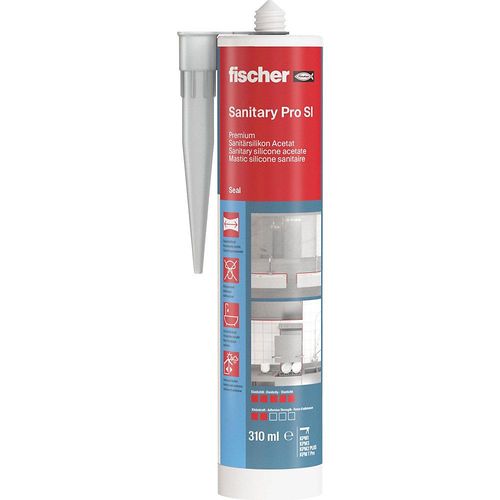 fischer Sanitärsilikon DSSA, Inhalt 310 ml, ab 12 Stk, grau