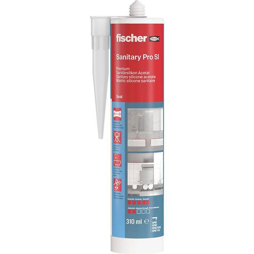 fischer Sanitärsilikon DSSA, Inhalt 310 ml, ab 12 Stk, weiß