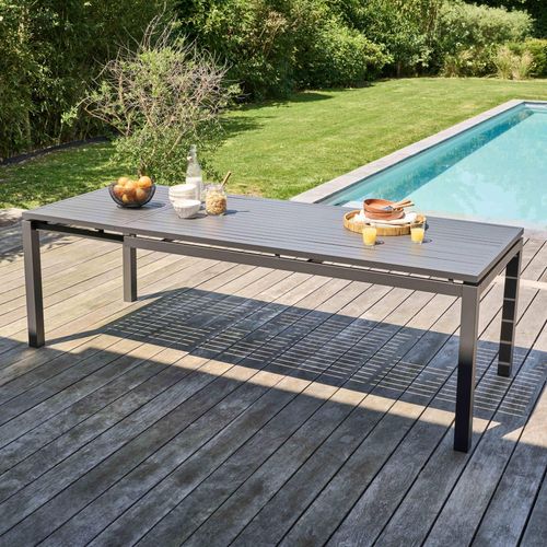 Ausziehbarer Gartentisch aus Aluminium für 8 Personen Grau - Oviala Galilée