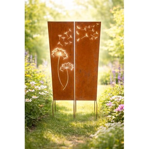 Sichtschutz-Tafeln Edelrost, 2-teilig Gartendekoration aus Eisen Gartendeko Schild