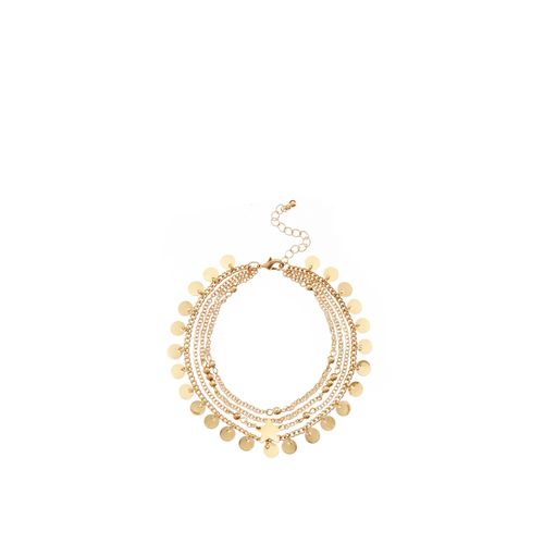 Fußkette mit Anhänger LASCANA "Boho Layer Look", Damen, Gr. Metall, gold (goldfarben), glänzend, Fußketten, Mehrreihige Fußkette, Fußketten Set, Fußkettchen mit Anhänger