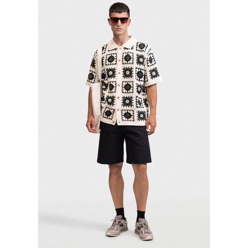 Kurzarmhemd REDEFINED REBEL "Redefined Rebel Shirt RRFabian Shirt Crochet BOXY FIT", Herren, Gr. XL, beige (kambaba), Web, 100% Acryl, Hemden