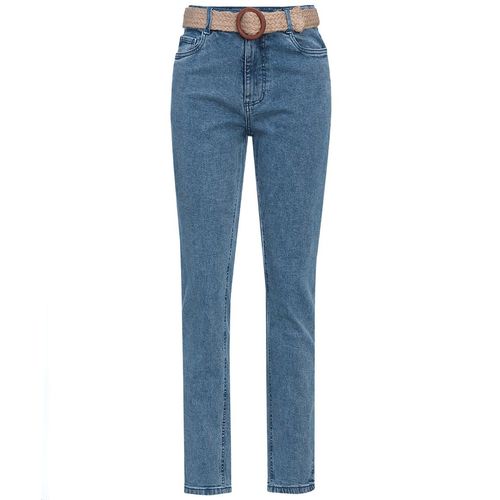 Damen Mom-Jeans mit Bindegürtel