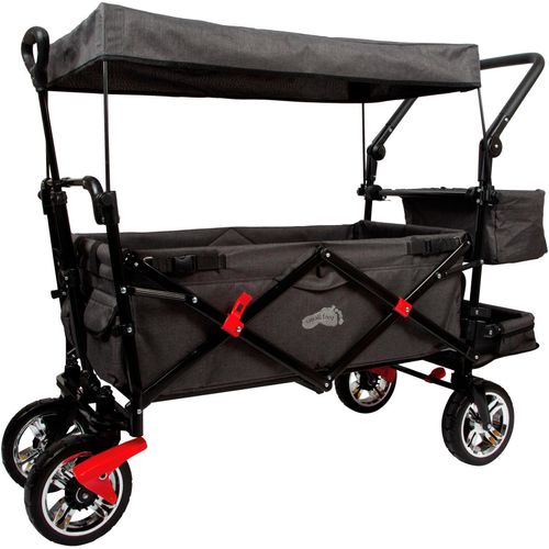 Bollerwagen SMALL FOOT "Bollerwagen mit Dach", bunt, Bollerwagen, Kinder, Kunststoff, Metall, Stoff, mit Regencover, faltbar