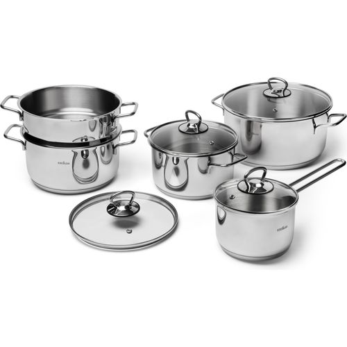 Excelsa Batterie Töpfe 9 Stück Jazz Cook Stahl Silber