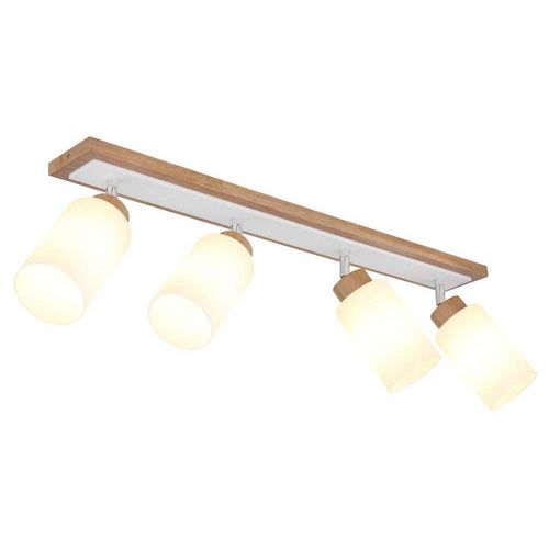 Deckenleuchte, Holz braun, Metall weiß, schwenkbar, L 81 cm