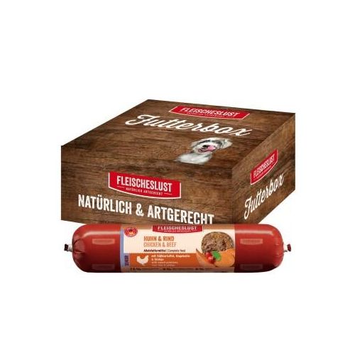 Fleischeslust Nassfutter Hund Senior Huhn/Rind Wurst 6x800g