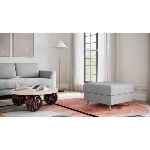 BRUNO Hocker 70x70 in Silver Grey Grau | Gemütliche Ablage und praktische Aufbewahrung