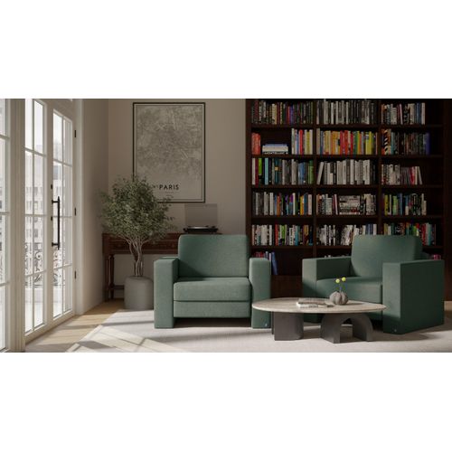 BRUNO Schlafsessel 70cm in Forest Green | praktische Größe | stabiles Massivholz & Boxspringkomfort