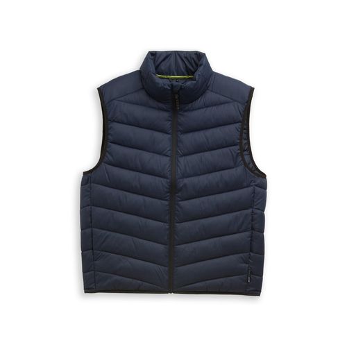 TOM TAILOR DENIM Herren Lightweight Steppweste mit Stehkragen, blau, Uni, Gr. XL