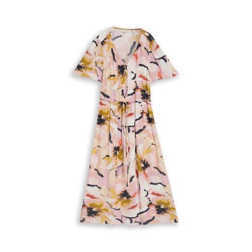 TOM TAILOR Damen Midi-Kleid mit Muster, rosa, Geblümt, Gr. 34