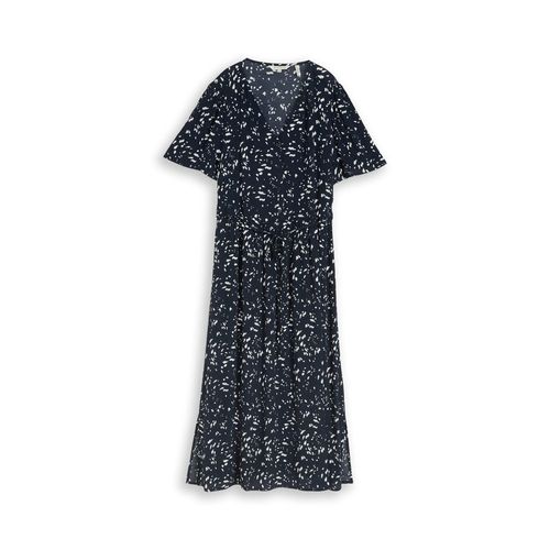 TOM TAILOR Damen Midi-Kleid mit Muster, blau, Gemustert, Gr. 46