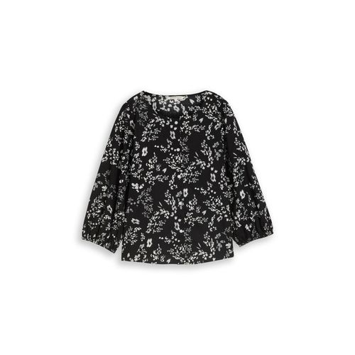 TOM TAILOR DENIM Damen Bluse mit Blumenmuster, schwarz, Geblümt, Gr. M
