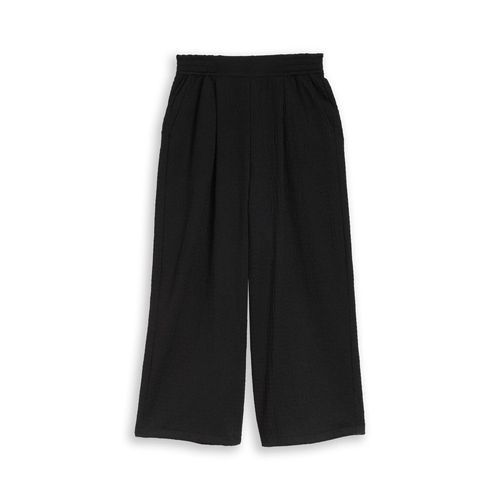 TOM TAILOR DENIM Damen Crinkle Culotte Hose, schwarz, Uni, Gr. XS