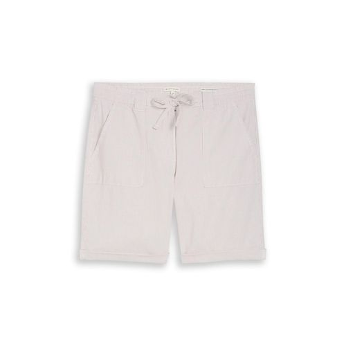 TOM TAILOR Damen Chino Bermuda Shorts mit Kordelzug, beige, Gestreift, Gr. 44