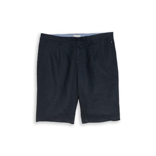 TOM TAILOR Herren TTREGULAR Chino Shorts aus Leinen, blau, Uni, Gr. 32