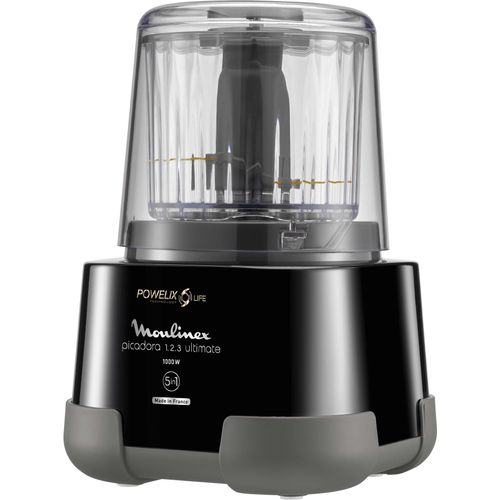 MOULINEX Zerkleinerer "DP8108 Moulinette Ultimate", schwarz, B:17cm H:25,5cm T:17cm, Zerkleinerer, 550 ml Kapazität, Easy-Press-System, Powelix-Klingen