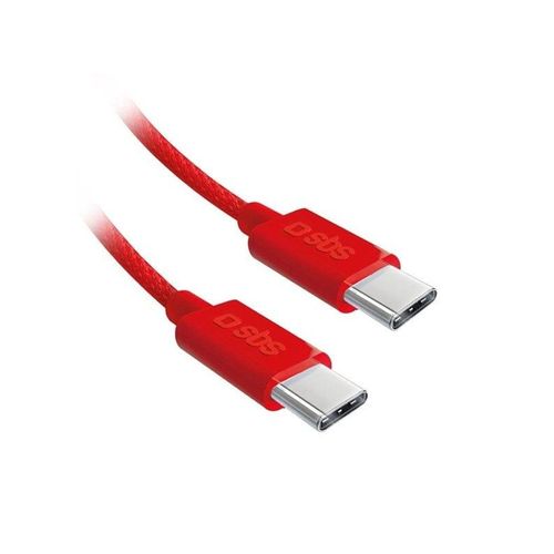 SBS TECABLETISSUETCCR USB-C - USB-C 1.5m 60W Braided Cable - Red