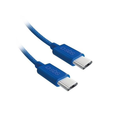 SBS TECABLETISSUETCCB USB-C - USB-C 1.5m 60W braided cable - blue