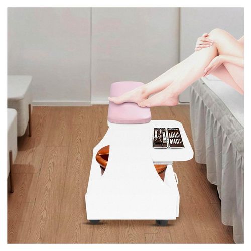 Maniküre- und Pediküre-Wagen für Kosmetikstudios, MDF-Material, 3 Ebenen, rosa, mit Rollen und Bremsen
