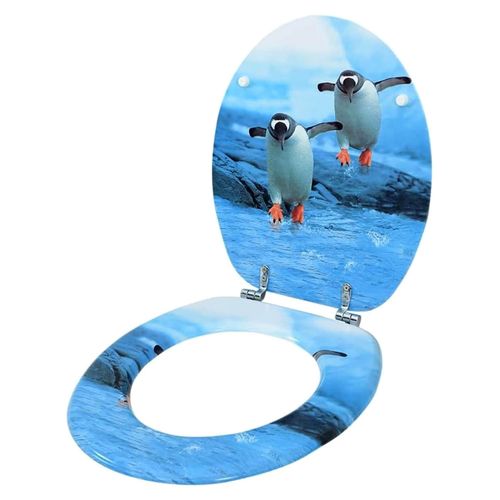 WC-Sitz mit Deckel im Pinguin Design aus MDF