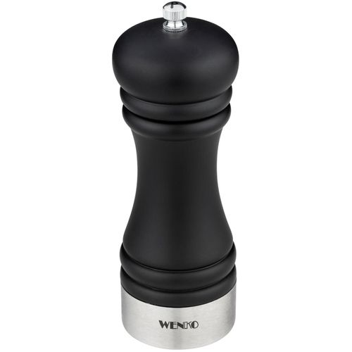 Salz-/Pfeffermühle WENKO "Modell Sali", schwarz, B:5cm H:17,5cm T:5cm Ø:5cm, Küchenmühlen, Salz-/Pfeffermühle, Pfeffermühle mit Handmahlwerk aus Keramik, ideal für BBQ und Grill