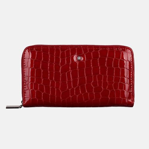 Rote Damenbrieftasche aus mit Krokodilmuster