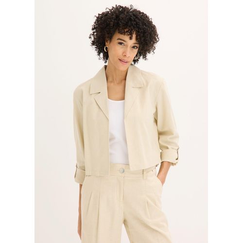 bonprix Blusenjacke aus Leinenmix, beige, Gr.54, modische Blusenjacke aus Leinenmix, 55% Leinen (verifiziert)