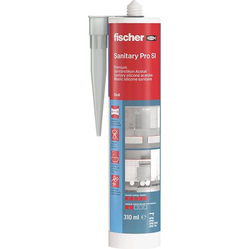fischer Sanitärsilikon DSSA, Inhalt 310 ml, ab 12 Stk, sanitärgrau